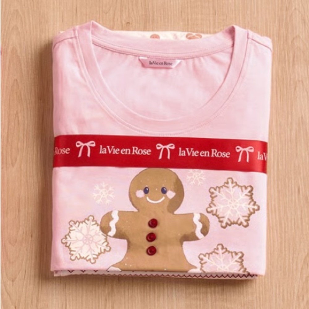 (🅼) Gingerbread Print Cotton PJ Set | 𝐥𝐚 𝐕𝐢𝐞 𝐞𝐧 𝐑𝐨𝐬𝐞